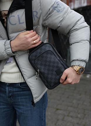 Сумка слинг louis avenue slingbag damier vuitton graphite canvas grey