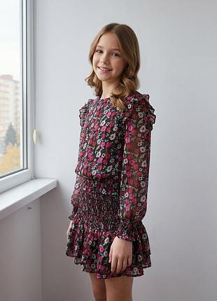 Костюм marks & spencer на 11-12 років (зріст 152 см) — блуза та спідниця в квітковий принт