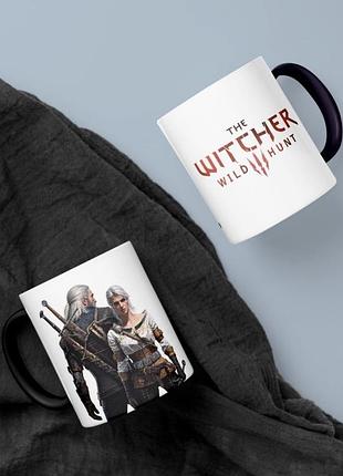 Чашка / кружка відьмак the witcher з принтом ґеральт і цірі 330 мл