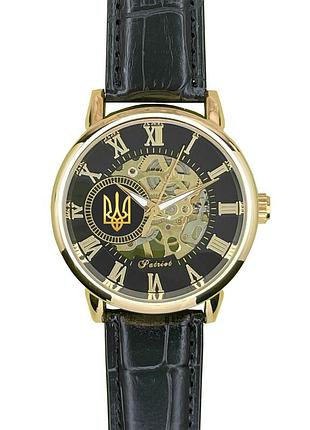Мужские механические часы awarder patriot mechanic gold-black с автоподзаводом в подарочной коробке