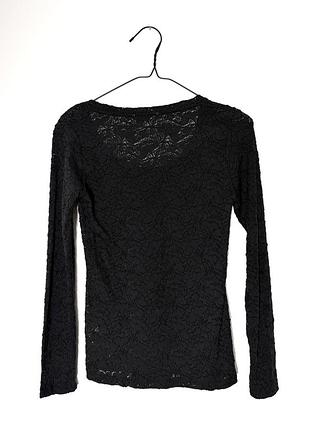 Чорна ажурна блуза лонгслив marks&spencer 4