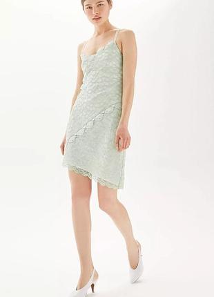 Зеленое кружевное асимметричное платье от topshop 2
