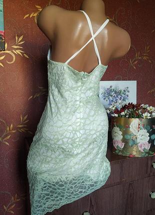 Зеленое кружевное асимметричное платье от topshop 8