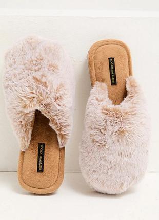 Тапочки женские pretty you london demi мягкие меховые зимние для дома s(36-37) коричневый (zik0000031941)