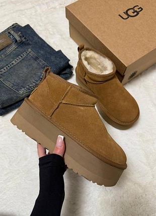 Ugg ultra mini platform chestnut/ угг ультра мини платформ каштановые