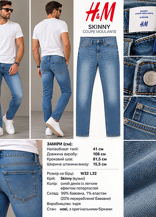Нові чоловічі джинси skinny/h&m
