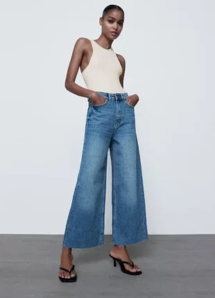 Жіночі джинси zara широкі вкорочені блакитні