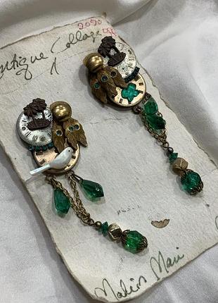 ✨🌿 ексклюзивні вінтажні кліпси антикварний колаж carol rutchi / antique collage signed designer earrings 🌴✨