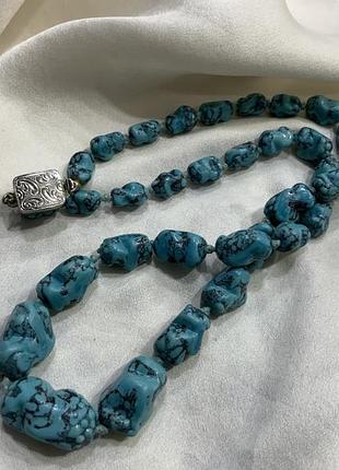 🩵✨ вінтажне намисто  бірюза зі срібним замочком 835 vintage turquoise necklace ✨🌊