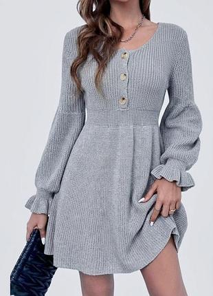 Сукня в'язана shein, світло сірого кольору, розмір xl, 50