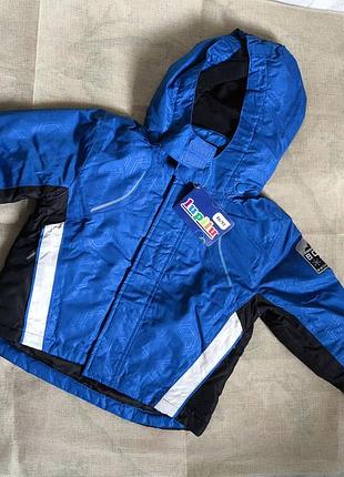 Зимова термокуртка lupilu для хлопчика синя, розмір 86/92 (12-24 міс), лижна термокуртка жовтогаряча з чорним