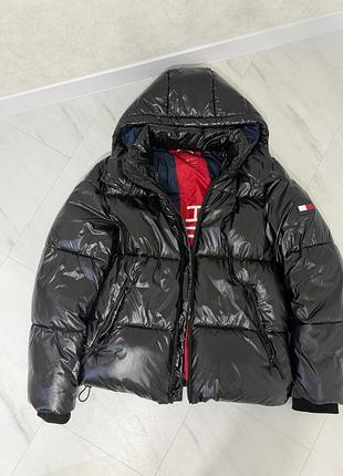 Чоловіча куртка tommy hilfiger чорна дута з капюшоном