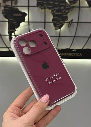 Чохол закрита камера silicone case з мікрофіброю для iphone 18 pro,чохол з мікрофіброю для айфон 18 про (бордовий)