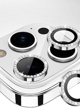 Защитное стекло на камеру fiji diamond для apple iphone 12 pro со стразами для линз silver