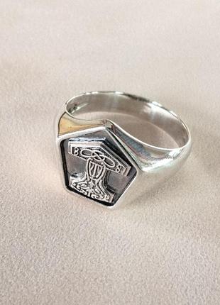 Серебряная мужская печать молот тора