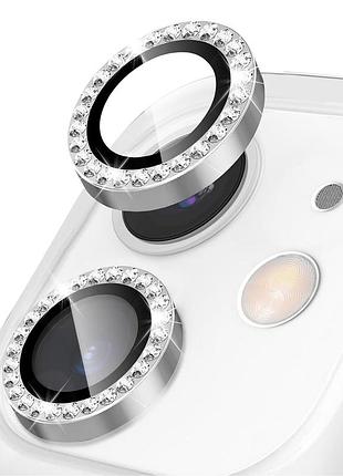 Защитное стекло на камеру fiji diamond для apple iphone 12 со стразами для линз silver