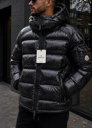Зимова чорна куртка moncler розміри s, m, l, xl
