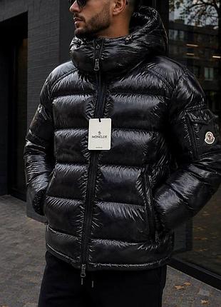 Тепла куртка moncler чорного кольору s, m, l, xl зима