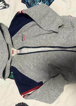 Кофта дитяча levi's сіро-синя з капюшоном