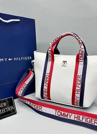 Сумка біла жіноча tommy hilfiger клатч томмі хілфігер кросс-боді