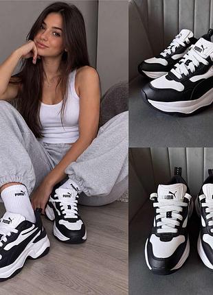 Женские черно белые кроссы пума puma