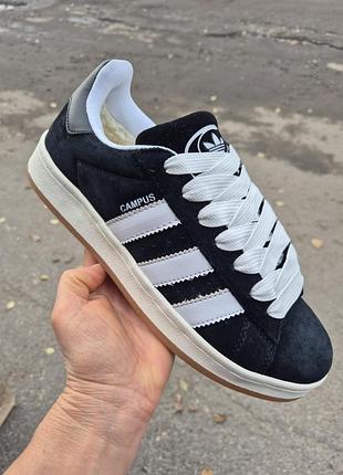 Кросівки adidas campus 00s core black зимові замшеві з хутром