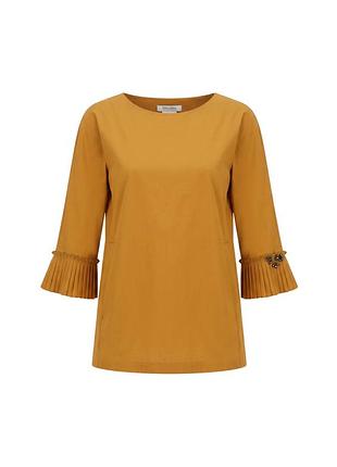 Помаранчева блуза max mara з рукавами 3/4 та пліованими манжетами