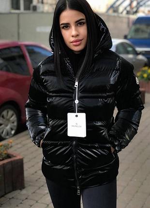 Зимняя черная куртка moncler m, xxl