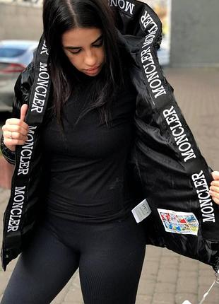 Moncler черная зимняя куртка m, xxl