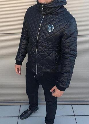 Демісезонна чорна куртка philipp plein розміри s, m