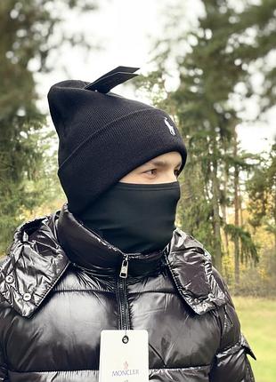 Шапка polo ralph lauren чорна з білим логотипом