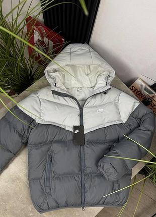 Пуховик зимовий nike storm-fit сірого кольору xxl, xl