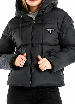 Куртка зимова чорного кольору prada s m l xl xxl