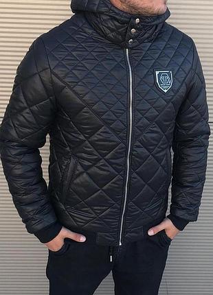 Демісезонна куртка philipp plein чорна, доступні s, m