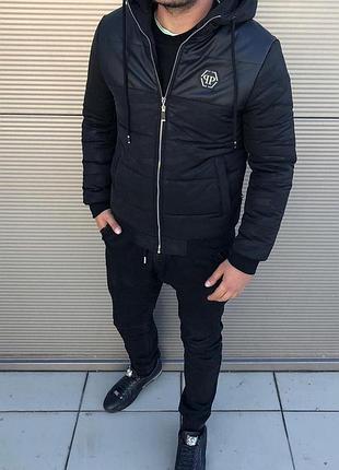 Чорна куртка philipp plein демісезон розміри s та xl
