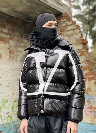 Пуховик чоловічий moncler x valentino чорний з принтом