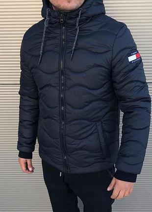 Черная демисезонная куртка tommy hilfiger s, m