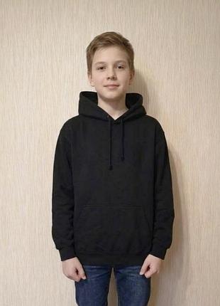 Черный теплый худи на подростка размер 152/158 на 12- 14+ лет