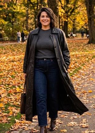 Розкішний шкіряний плащ р.xl-xxl
