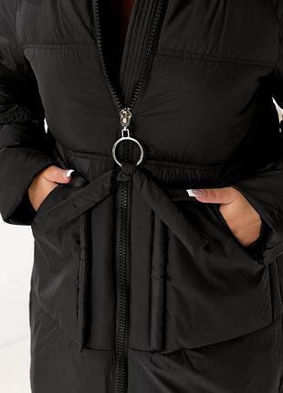 Зимняя куртка-пуховик черная меди s-xxl