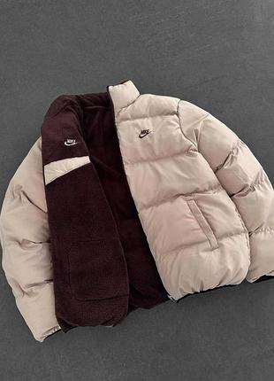 Зимняя куртка nike коричневая двусторонняя s, m, xl