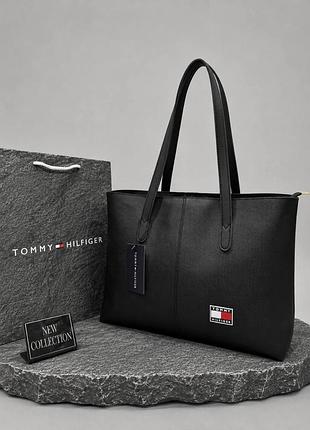 Сумка велика чорна жіноча tommy hilfiger томмі хілфігер шопер