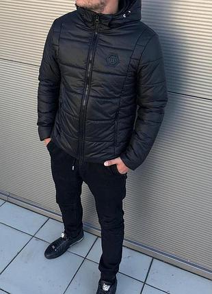 Чорна куртка s демісезон philipp plein