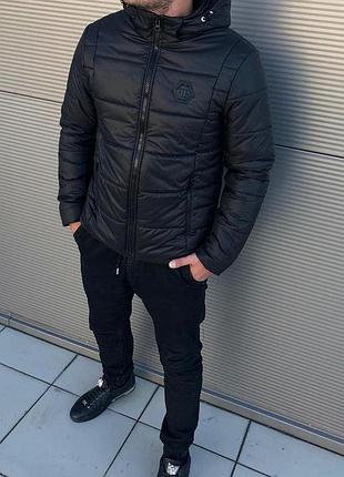Куртка демісезон s чорна philipp plein