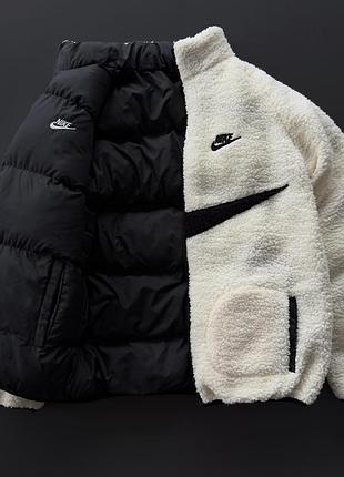 Двусторонняя зима куртка черно-белая nike s-xxl