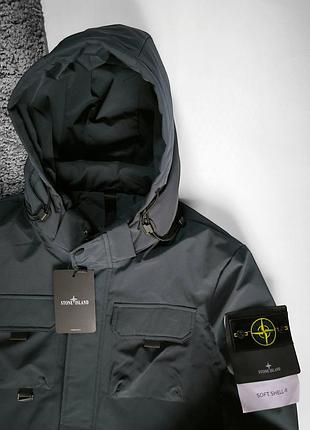 Стильна куртка чоловіча stone island графітова m-3xl демісезон