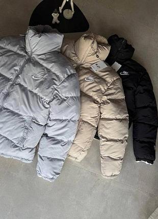 Теплая двусторонняя куртка nike notta цвет cream white, xl, xxl зима