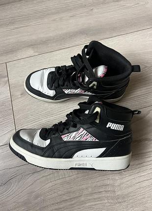 Жіночі високі чорно-білі кросівки (кеди) puma із серії rebound