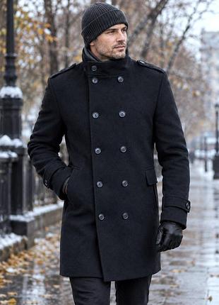 Теплое двубортное пальто, 46, шерсть. полиэстер, collezione.