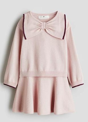 Комплект h&m для дівчинки в'язаний кофта та спідниця рожевий